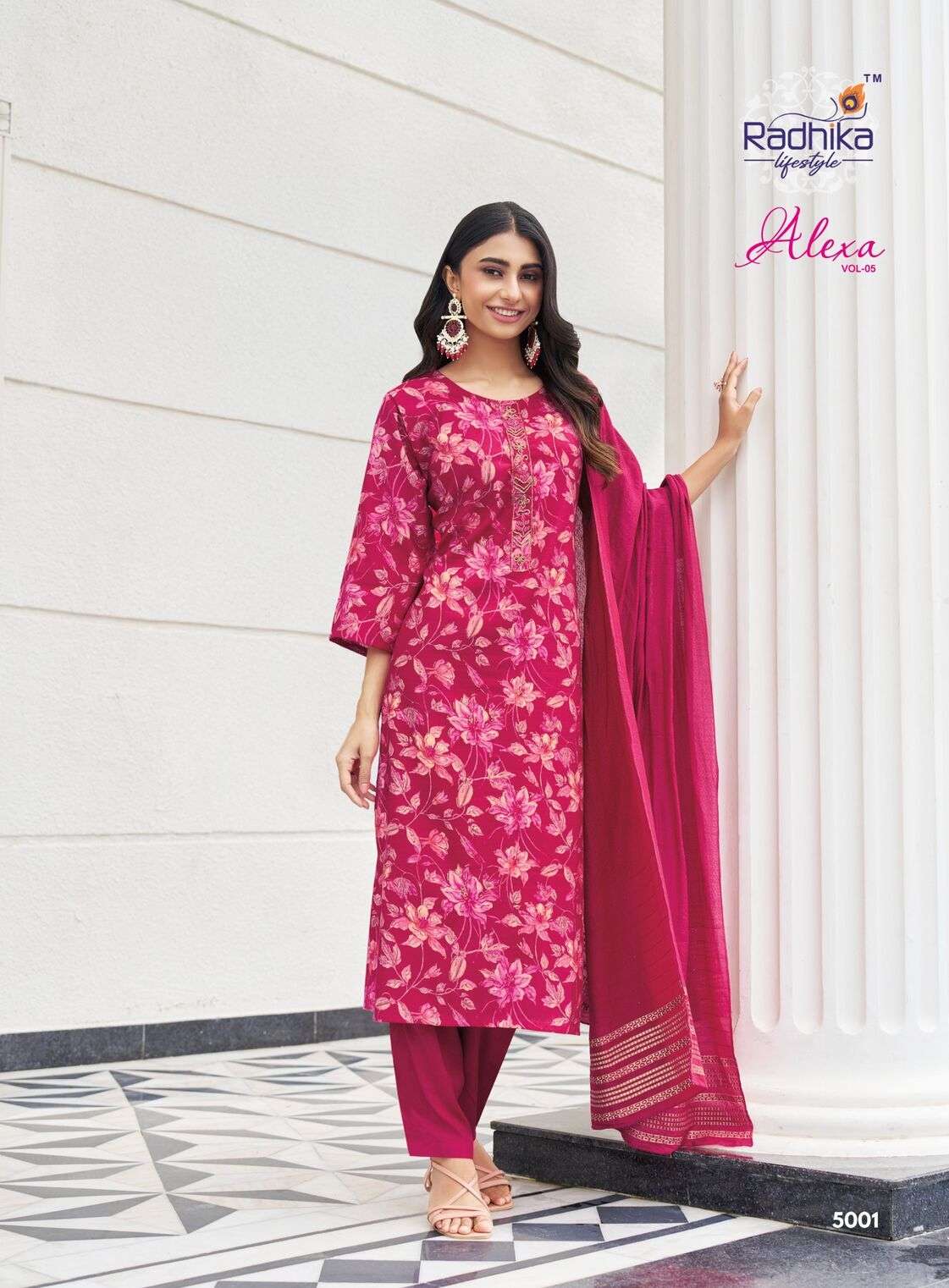 ALEXA VOL-5 BY RADHIKA LIFE STYLE IN VERTICAN SILK FOIL PRINT WITH HANDWORK 