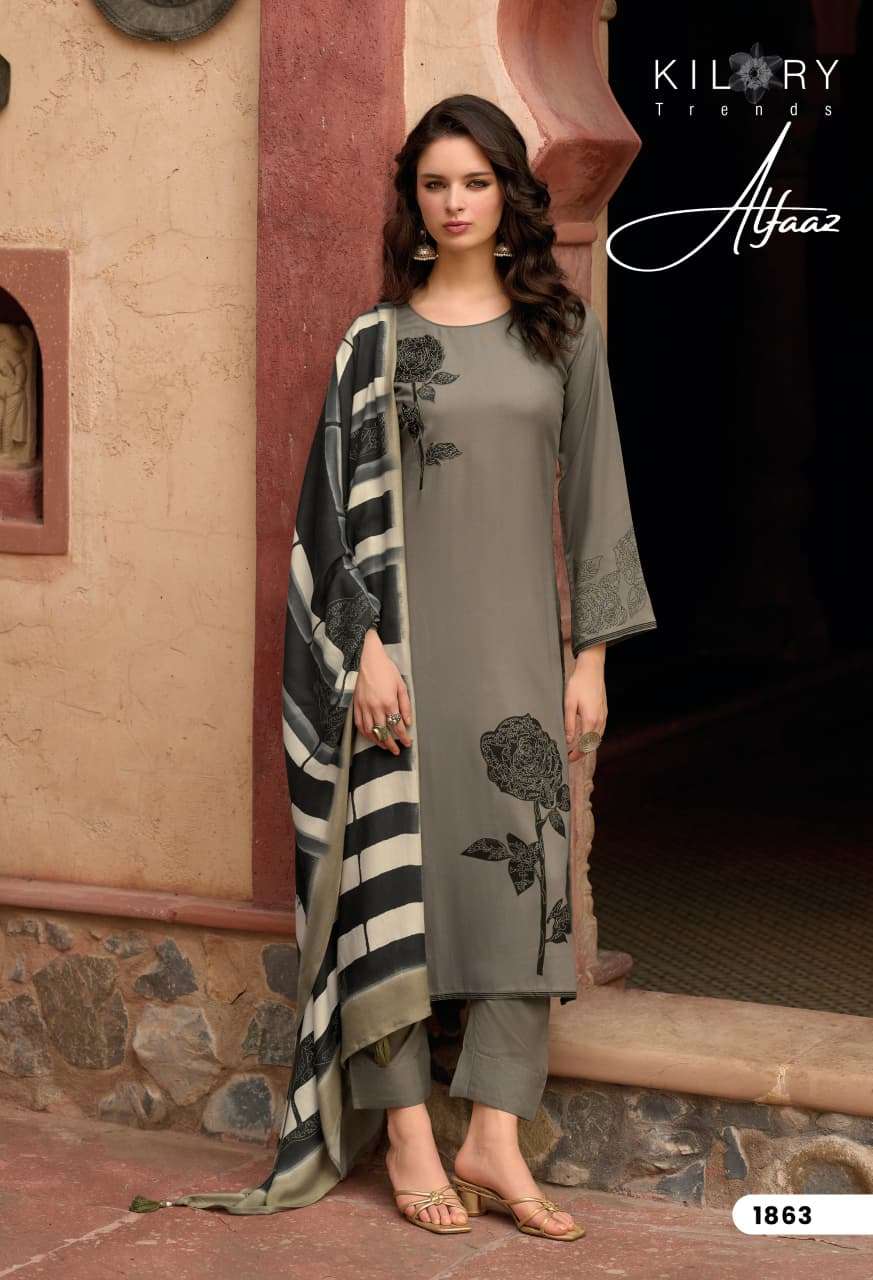 ALFAAZ BY KILORY TRENDS IN PURE VISCOSE PASHMINA DIGITAL FOIL PRINT WITH EMBROIDERY