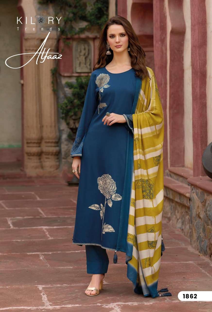 ALFAAZ BY KILORY TRENDS IN PURE VISCOSE PASHMINA DIGITAL FOIL PRINT WITH EMBROIDERY