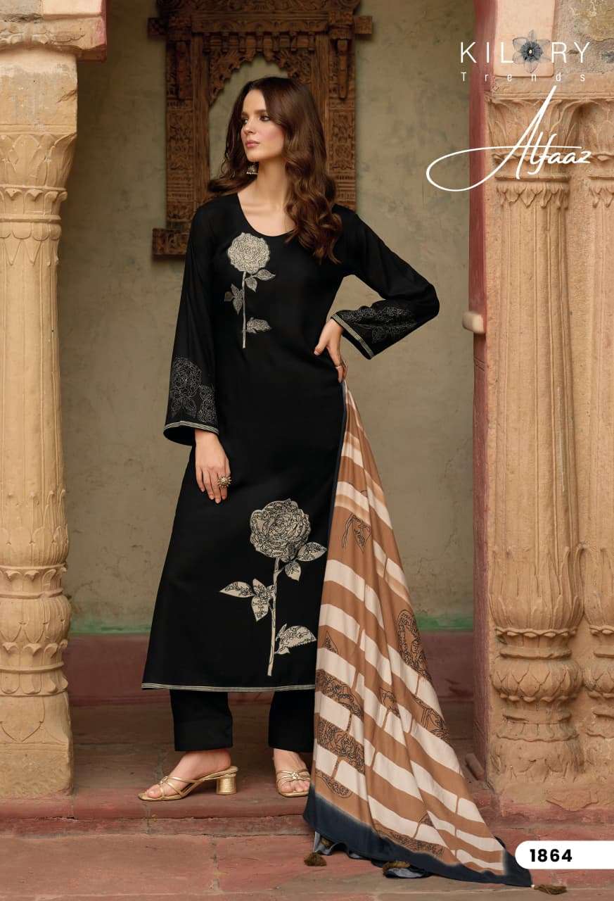 ALFAAZ BY KILORY TRENDS IN PURE VISCOSE PASHMINA DIGITAL FOIL PRINT WITH EMBROIDERY