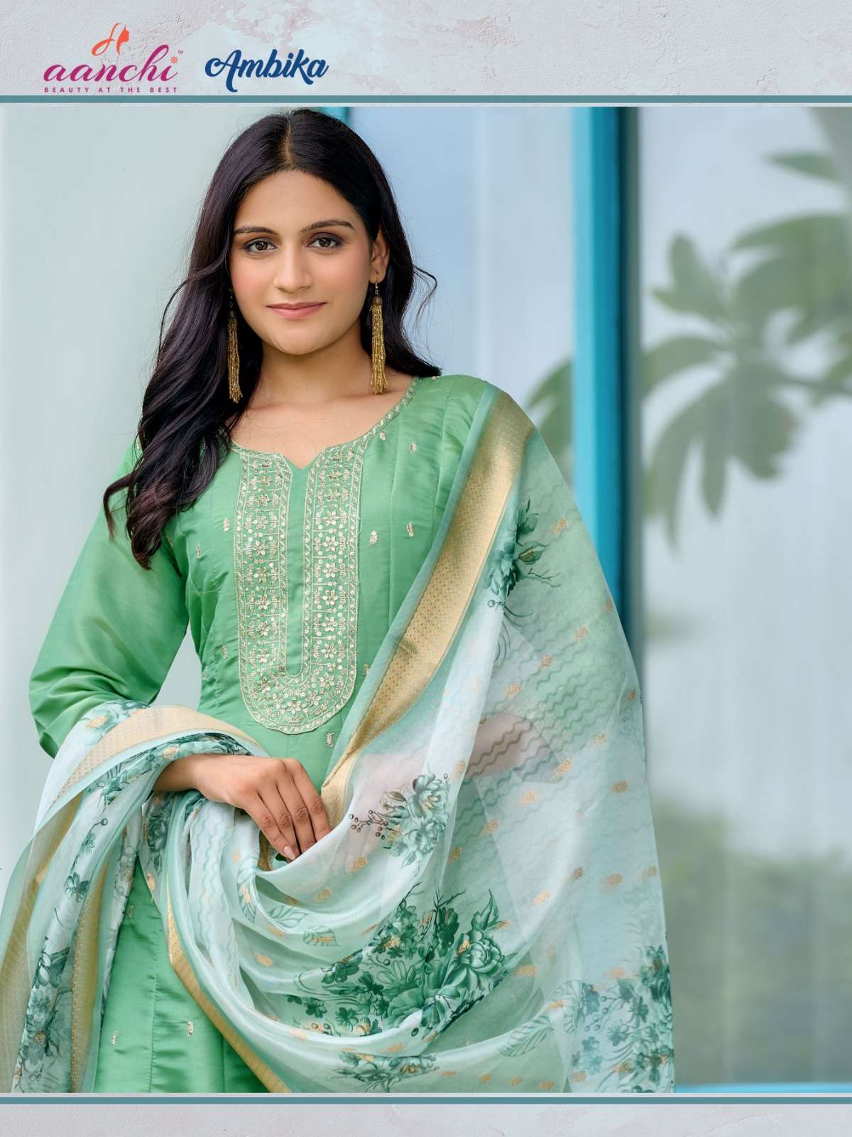 AMBIKA BY AANCHI IN PURE SHIMMER WITH FANCY DIGITAL DUPATTA 3 PCS SET FLAIR CONCEPT