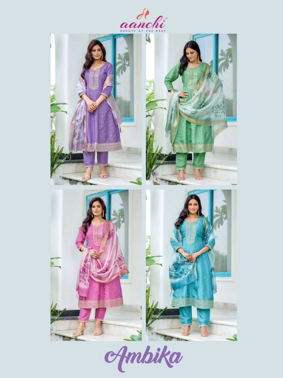 AMBIKA BY AANCHI IN PURE SHIMMER WITH FANCY DIGITAL DUPATTA 3 PCS SET FLAIR CONCEPT