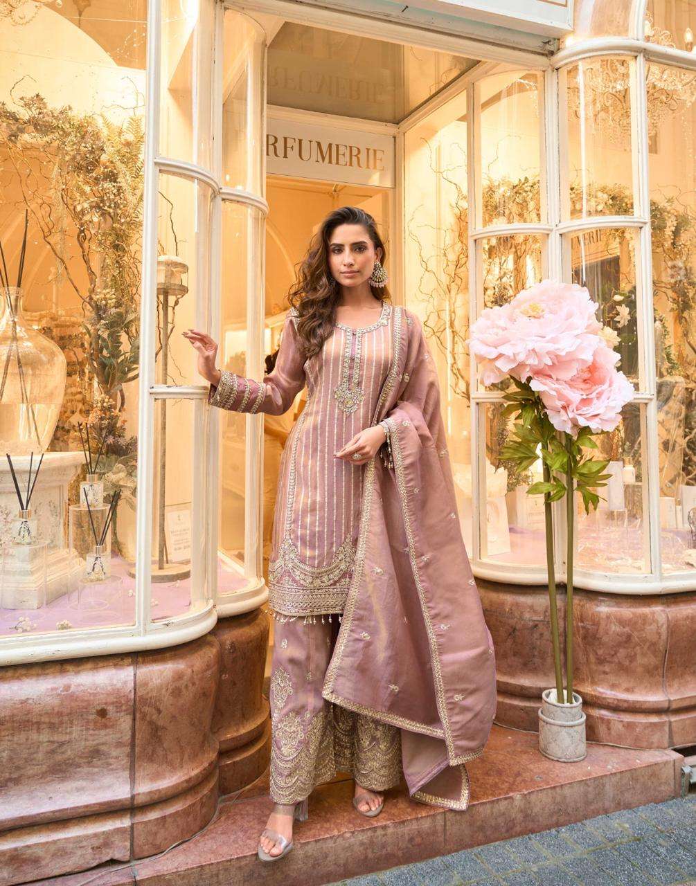 AMRIT BY SAYURI DESIGNER IN PURE VISCOS SIMAR JACQUARD SILK WITH EMBROIDERED WORK 