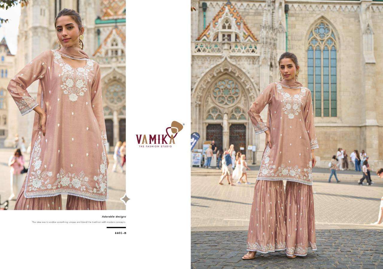 ANAMIKA VOL-3 BY VAMIKA IN HEAVY CHINON WITH HEAVY HANDWORK FOUR SIDE LESS DUPPATTA