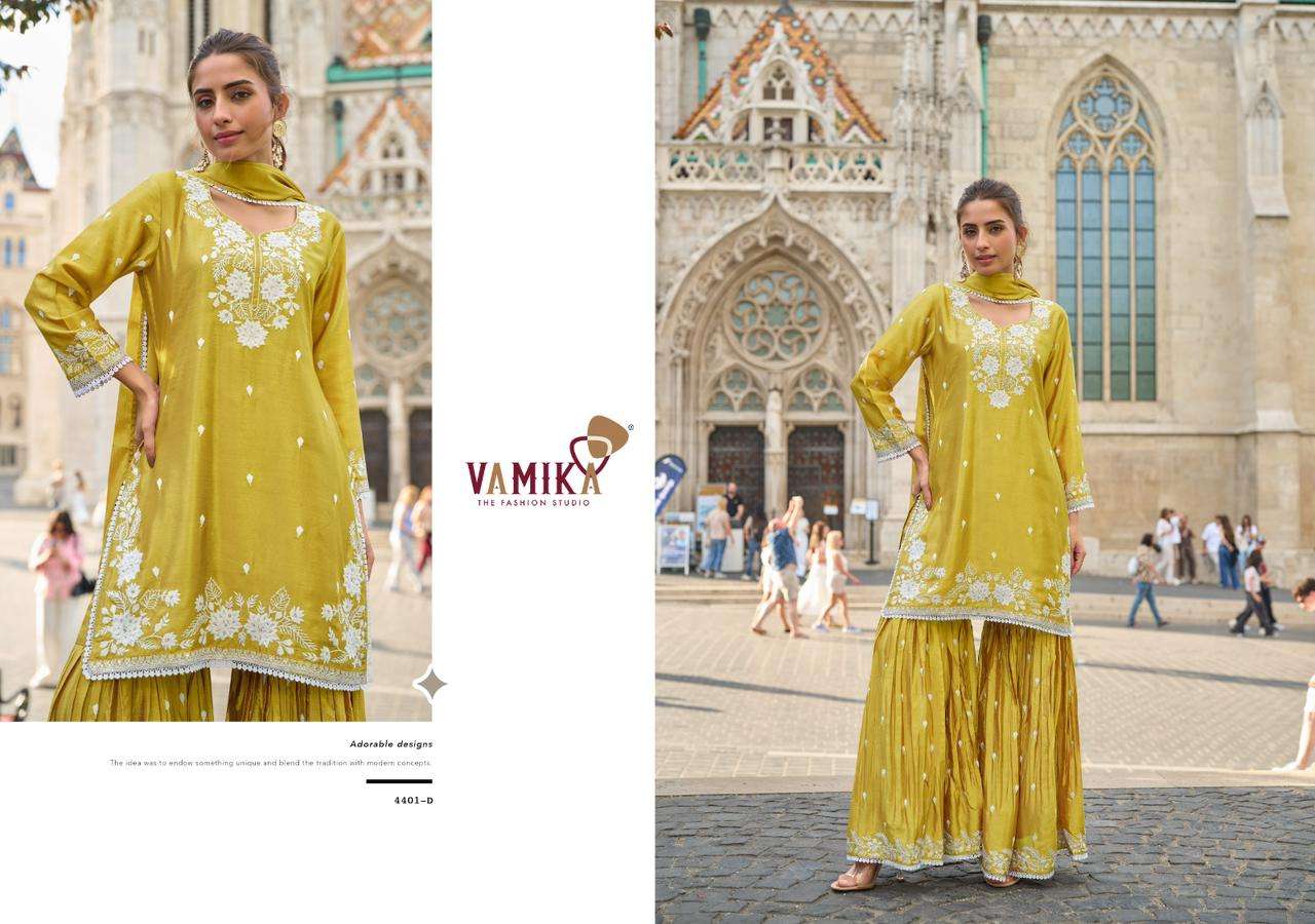 ANAMIKA VOL-3 BY VAMIKA IN HEAVY CHINON WITH HEAVY HANDWORK FOUR SIDE LESS DUPPATTA