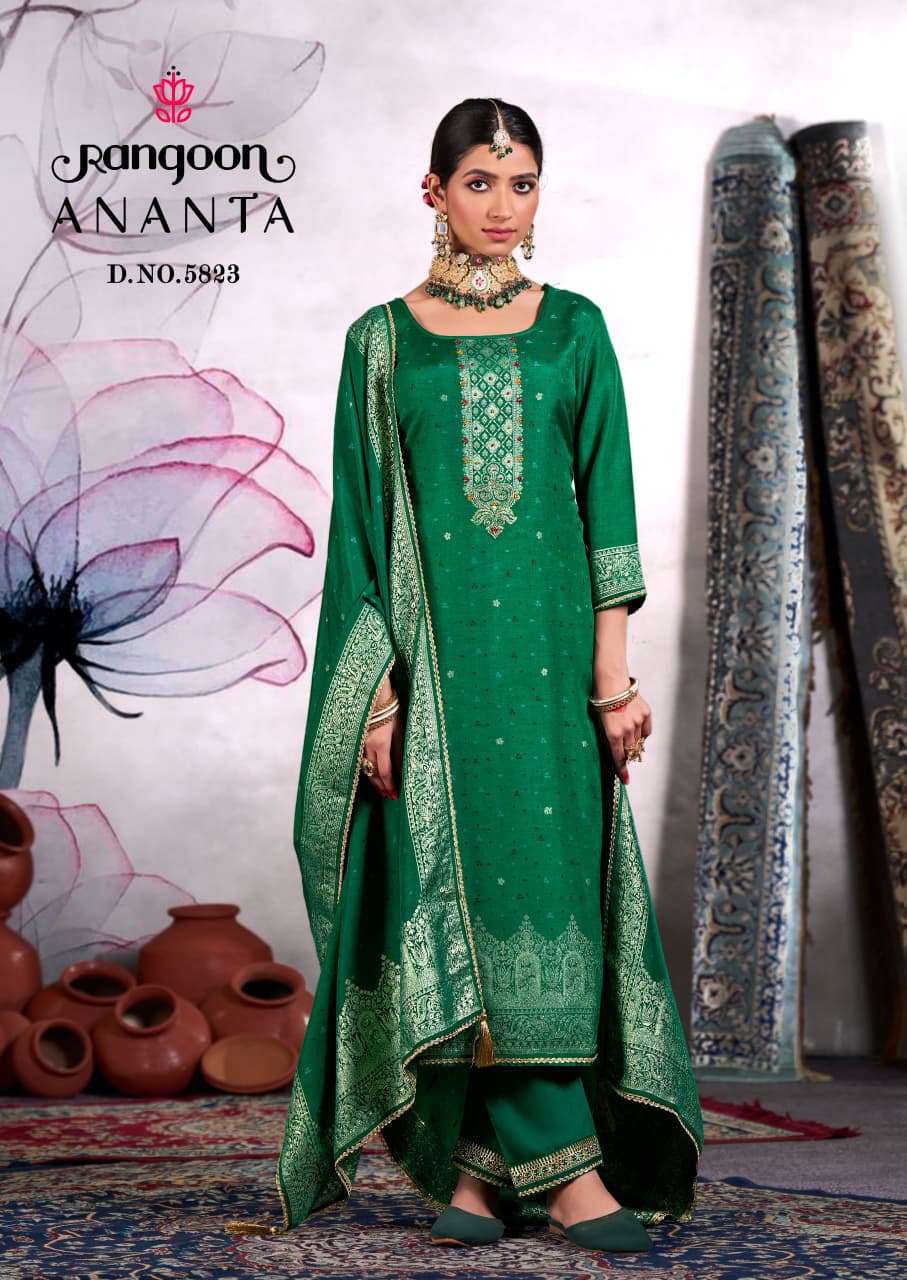 ANANTA BY RANGOON IN PURE DOLA JACQUARD BANDHEJ BUTI WITH KHATLI HANDWORK 