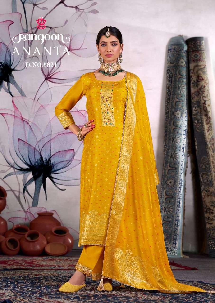 ANANTA BY RANGOON IN PURE DOLA JACQUARD BANDHEJ BUTI WITH KHATLI HANDWORK 
