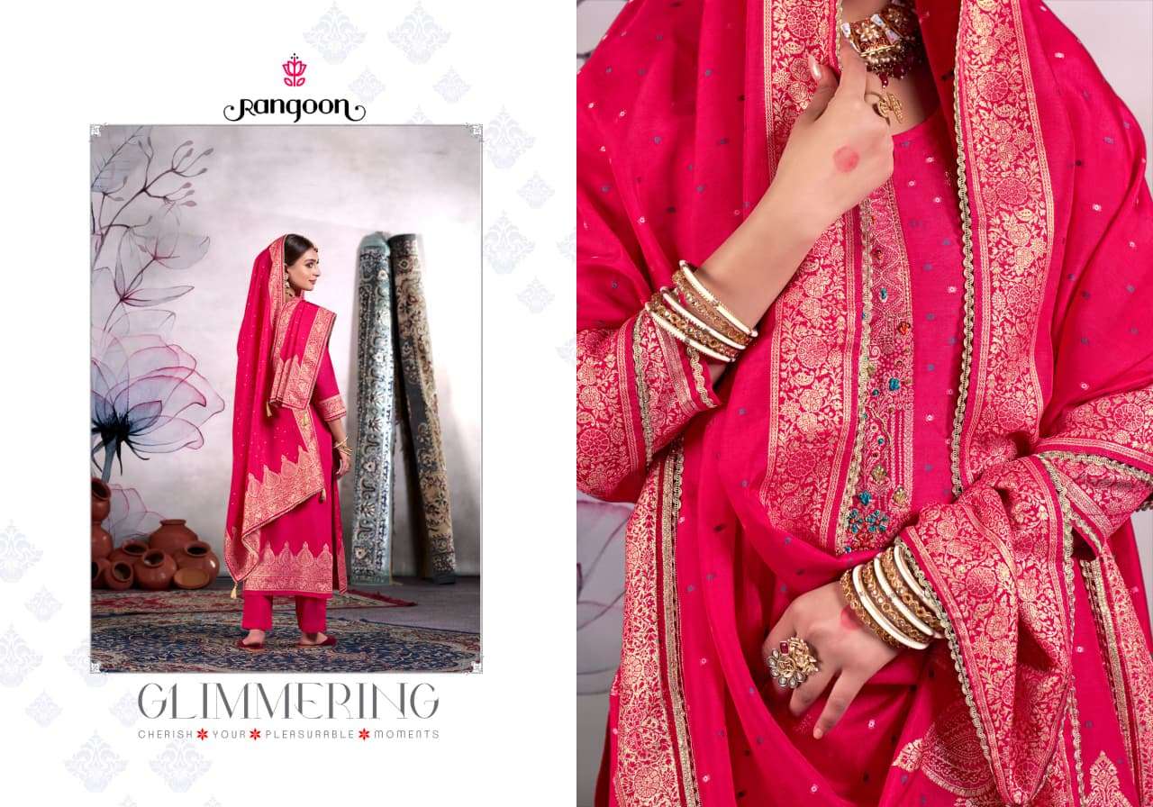 ANANTA BY RANGOON IN PURE DOLA JACQUARD BANDHEJ BUTI WITH KHATLI HANDWORK 