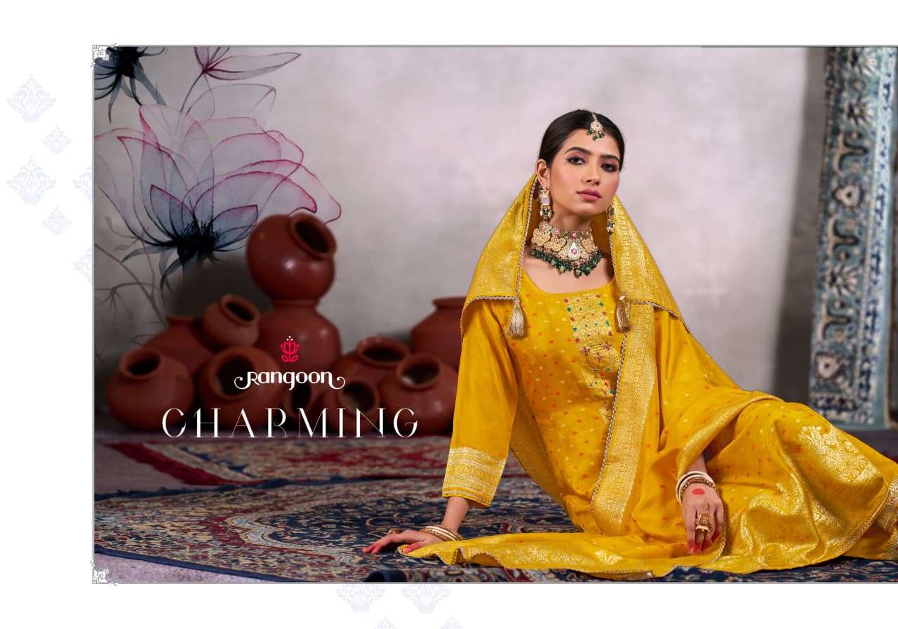 ANANTA BY RANGOON IN PURE DOLA JACQUARD BANDHEJ BUTI WITH KHATLI HANDWORK 