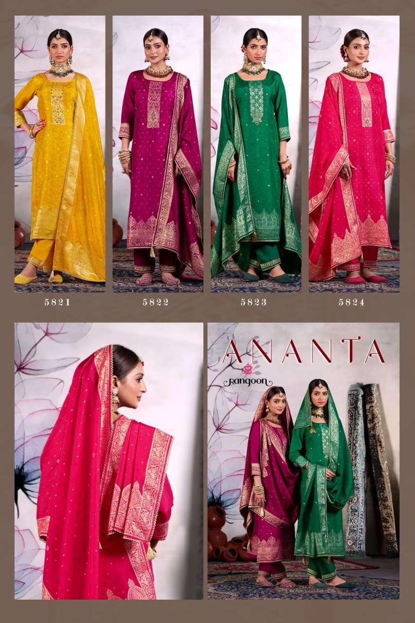 ANANTA BY RANGOON IN PURE DOLA JACQUARD BANDHEJ BUTI WITH KHATLI HANDWORK 