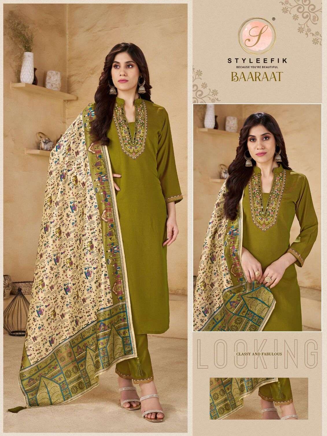 BAARAAT BY STYLEFIK IN MILAN SILK SOFT BAMBOO SILK DUPATTA WITH NECK WORK 