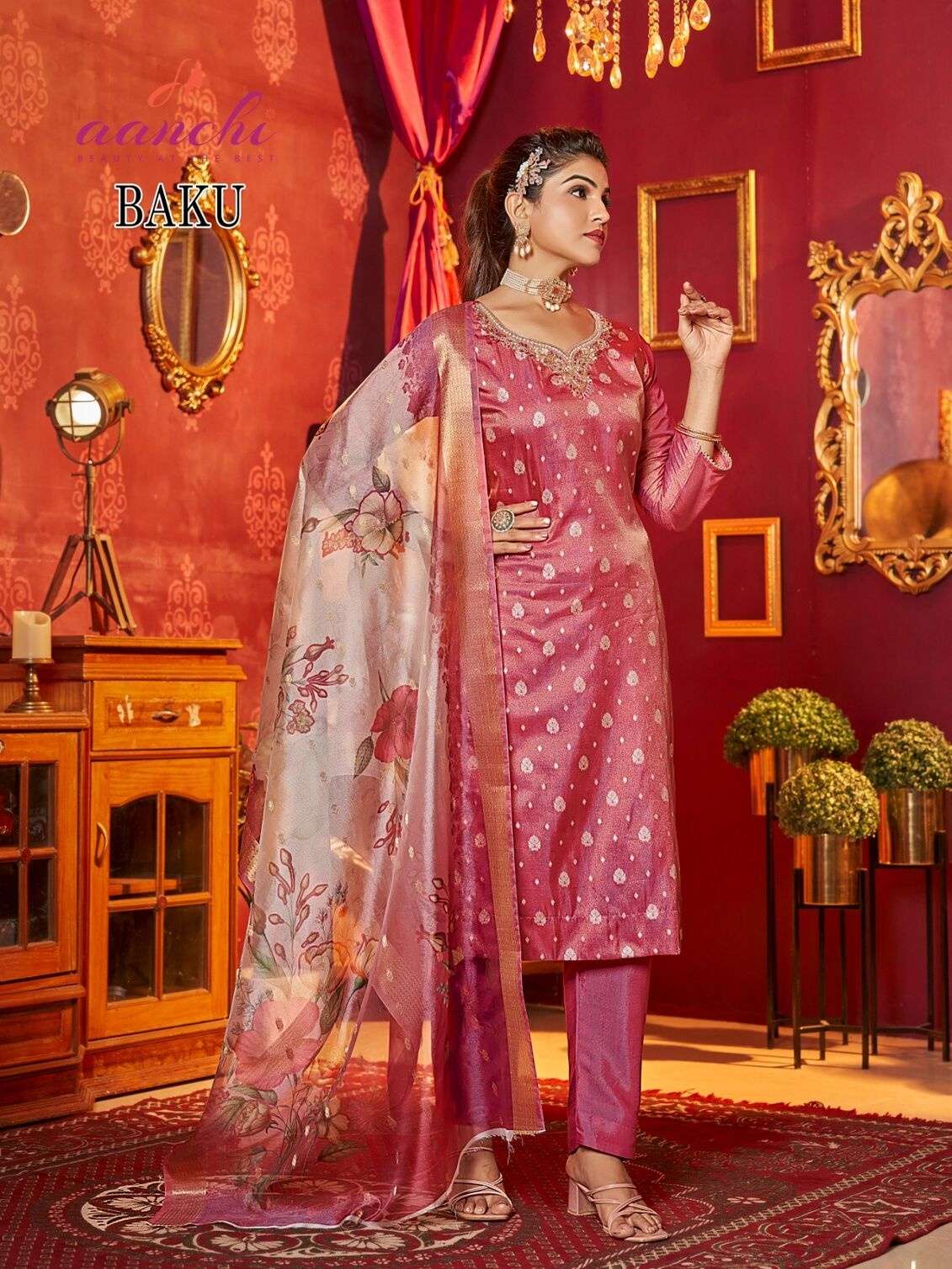 BAKU BY AANCHI IN TISSUE BUTTI WITH FANCY DIGITAL DUPATTA 3 PCS SET STRAIGHT CONCEPT 