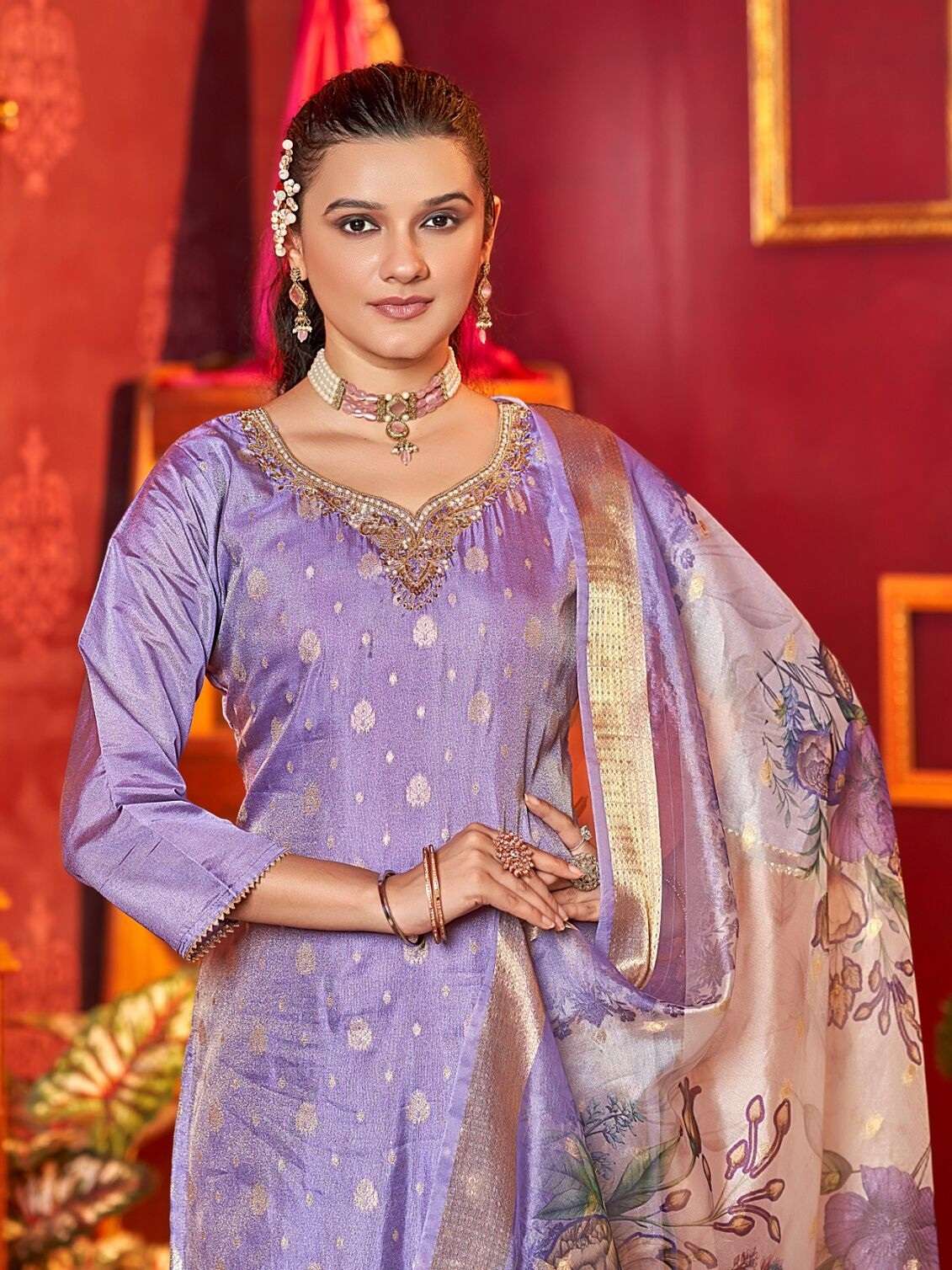 BAKU BY AANCHI IN TISSUE BUTTI WITH FANCY DIGITAL DUPATTA 3 PCS SET STRAIGHT CONCEPT 