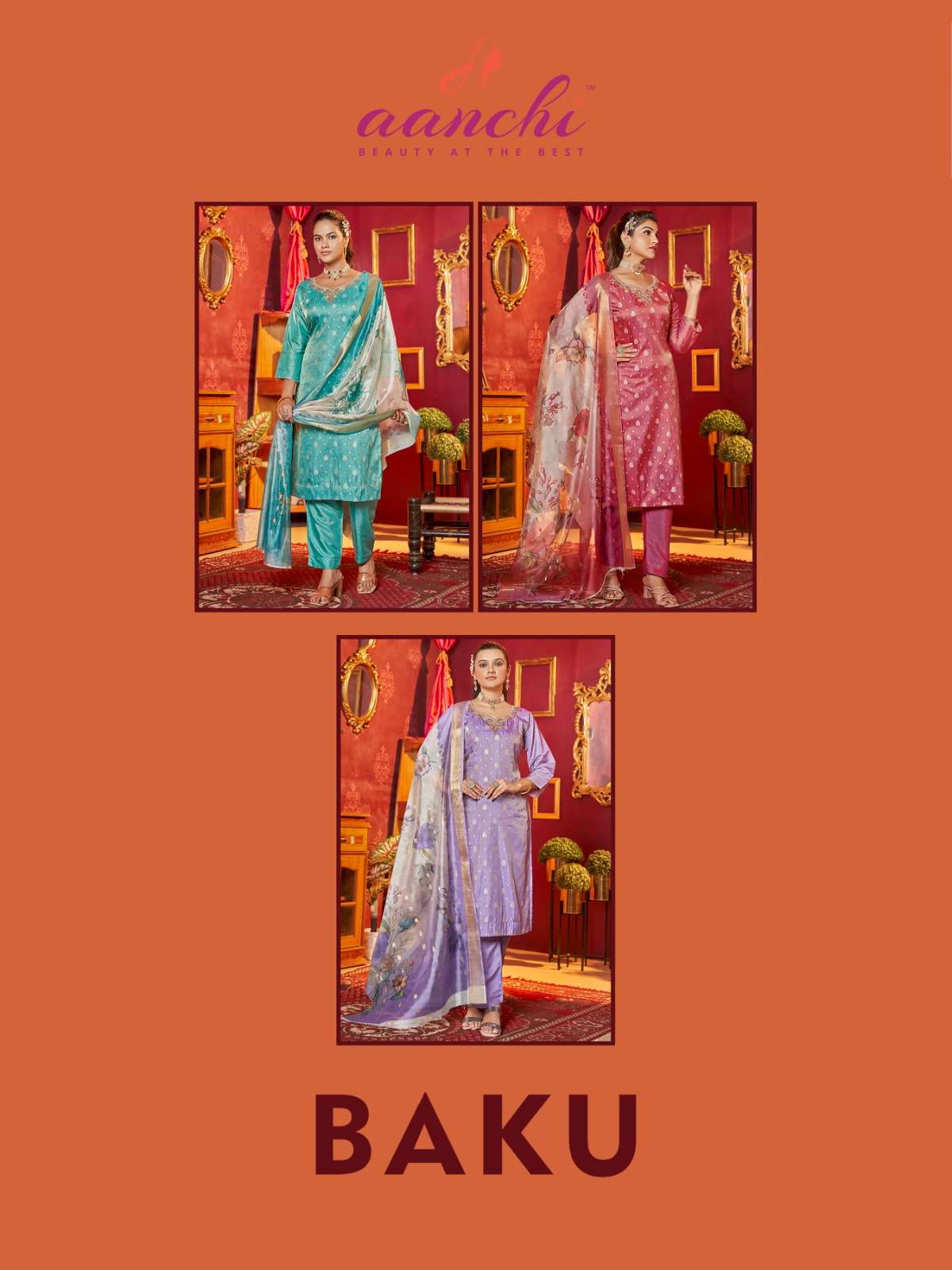 BAKU BY AANCHI IN TISSUE BUTTI WITH FANCY DIGITAL DUPATTA 3 PCS SET STRAIGHT CONCEPT 