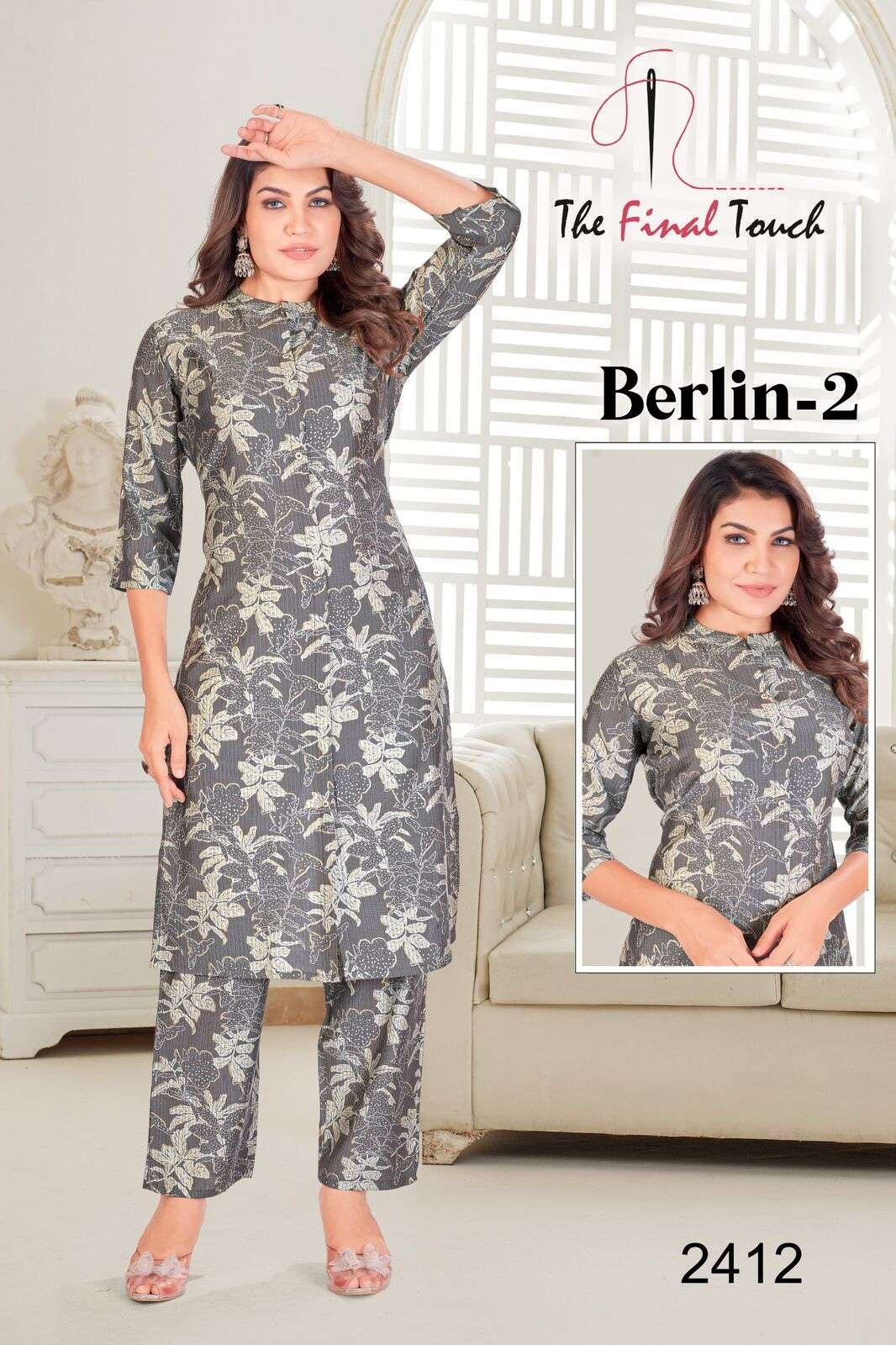 BERLIN VOL-2 BY THE FINAL TOUCH IN PREMIUM BERLIN PRINTS FOIL CO-ORD SET WITH PLAZO 