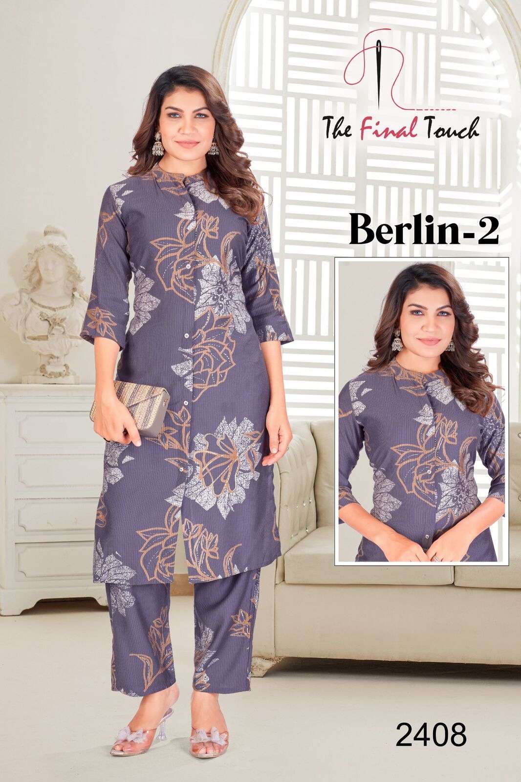 BERLIN VOL-2 BY THE FINAL TOUCH IN PREMIUM BERLIN PRINTS FOIL CO-ORD SET WITH PLAZO 