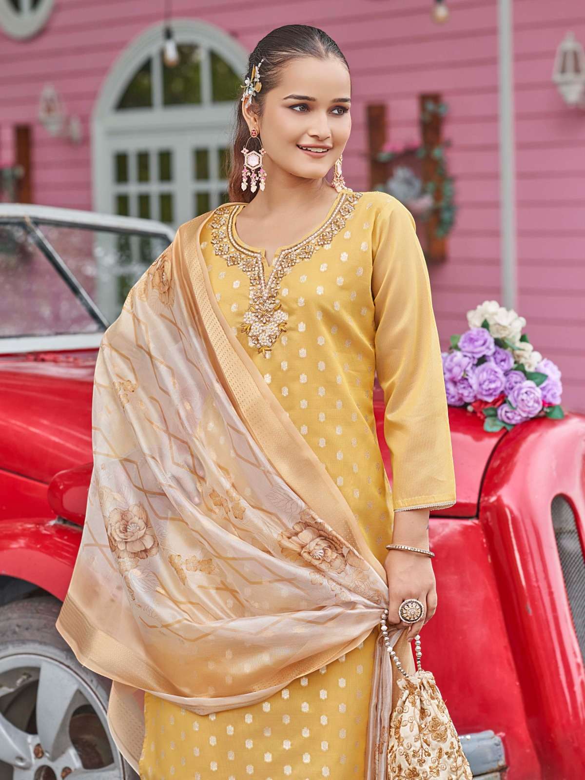 BINGO BY AANCHI IN SHIMMER JACQUARD BUTTI 3 PCS SET STRAIGHT CONCEPT 