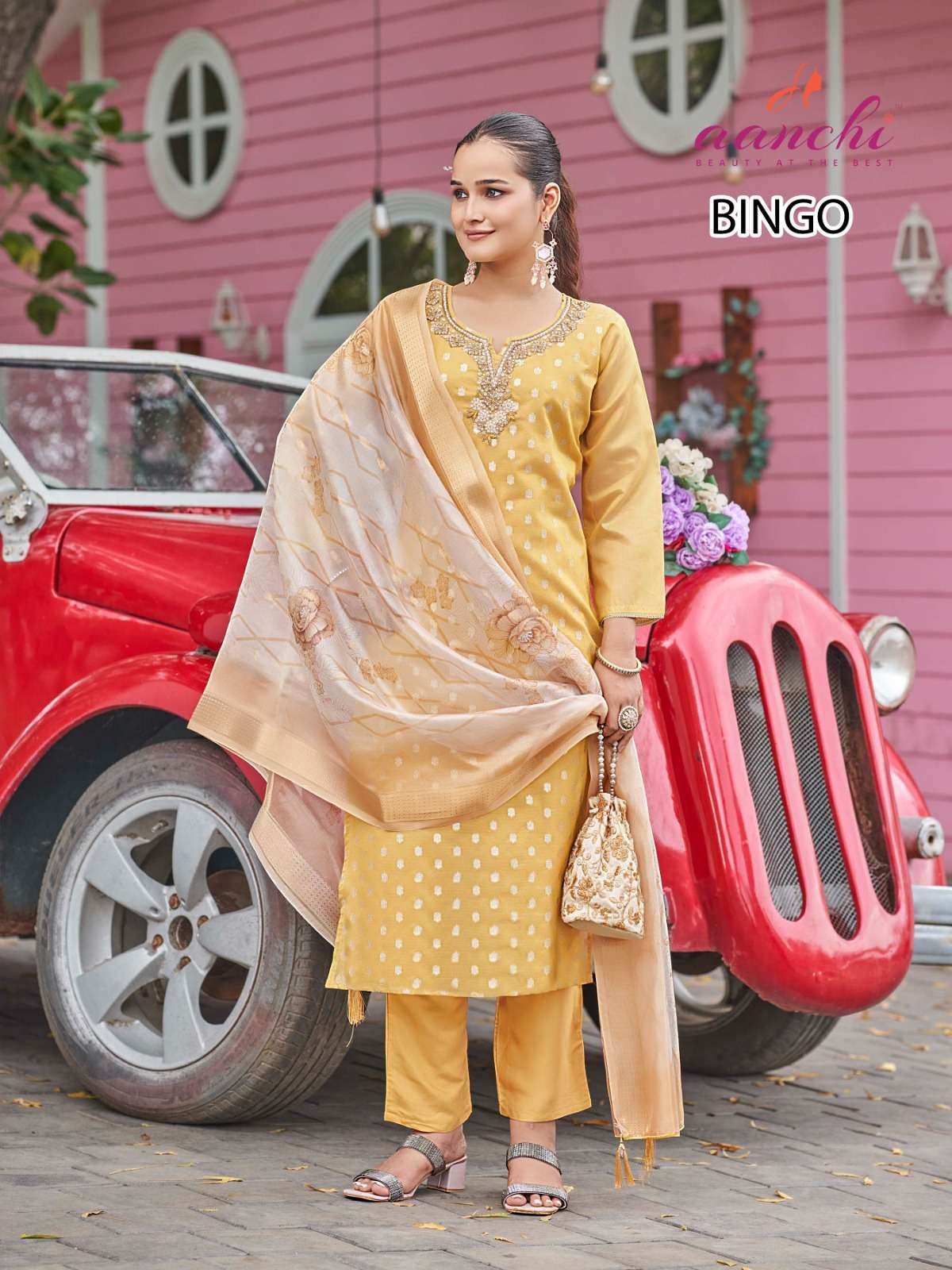 BINGO BY AANCHI IN SHIMMER JACQUARD BUTTI 3 PCS SET STRAIGHT CONCEPT 