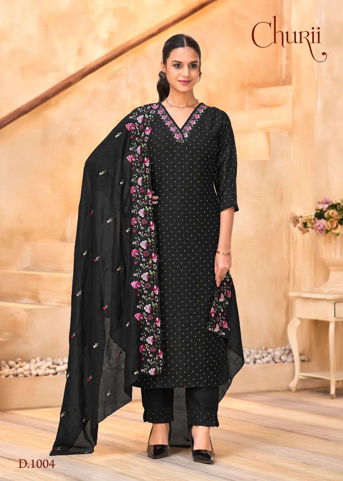 BLUE BELL BY CHURII IN VICHITRA SILK WITH FULL HEAVY MULTICOLOUR  EMBROIDERY WORK 