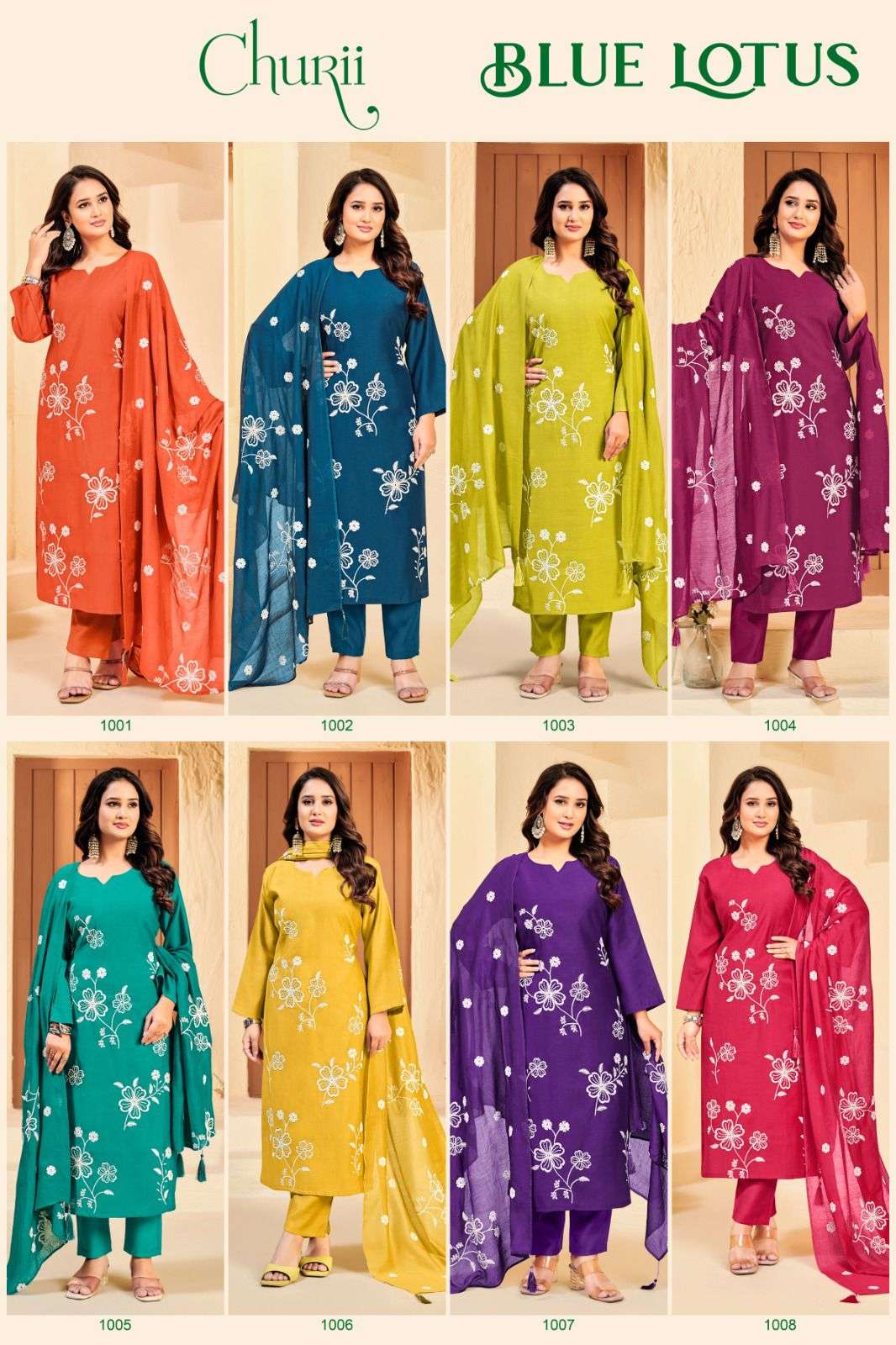 BLUE LOTUS BY CHURII IN SOFT VISCOSE VATICAN WITH BEAUTIFUL EMBROIDERY WORK 