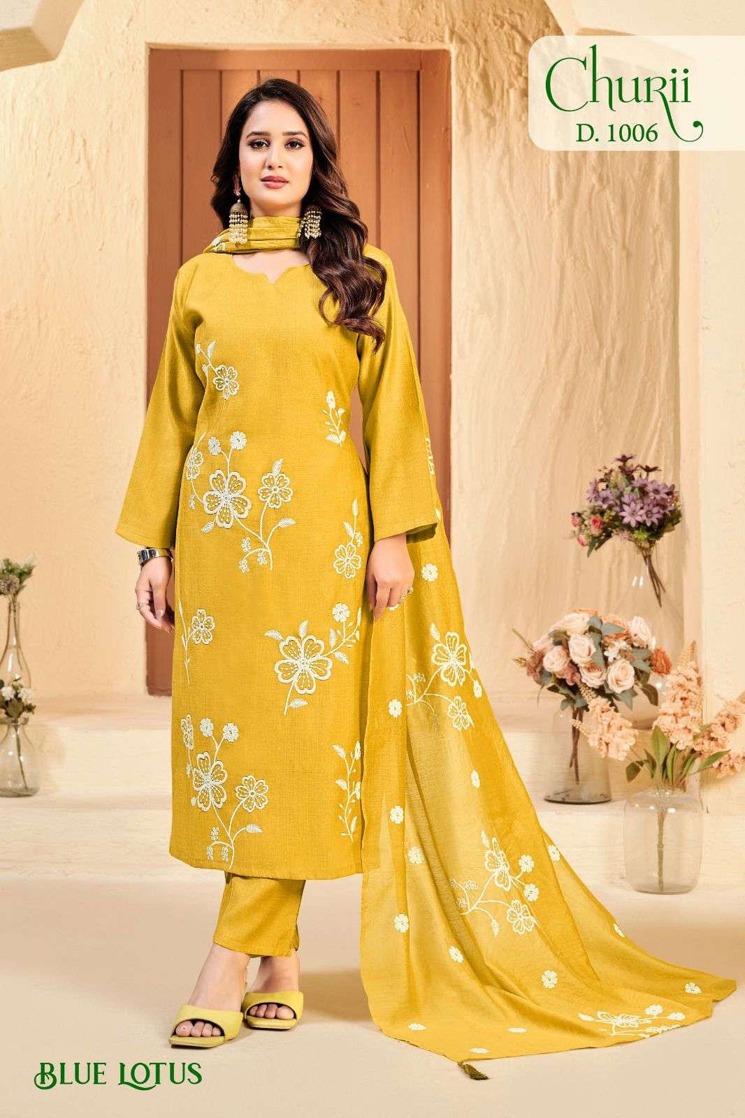 BLUE LOTUS BY CHURII IN SOFT VISCOSE VATICAN WITH BEAUTIFUL EMBROIDERY WORK 