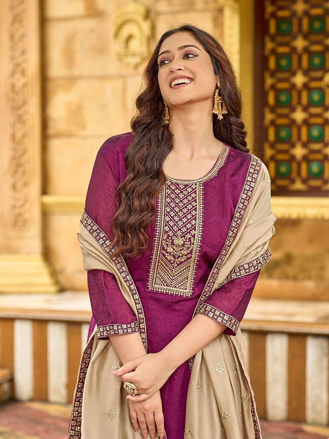 BOOSTER BY AANCHI IN N.V. SILK WITH FANCY CONTRAST DUPATTA WORK