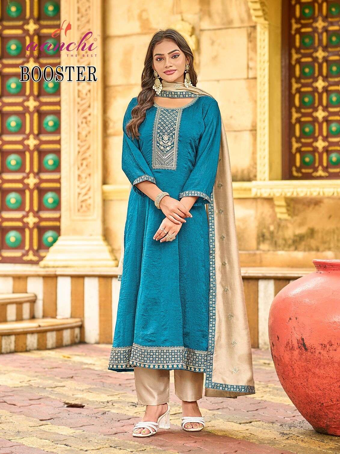 BOOSTER BY AANCHI IN N.V. SILK WITH FANCY CONTRAST DUPATTA WORK