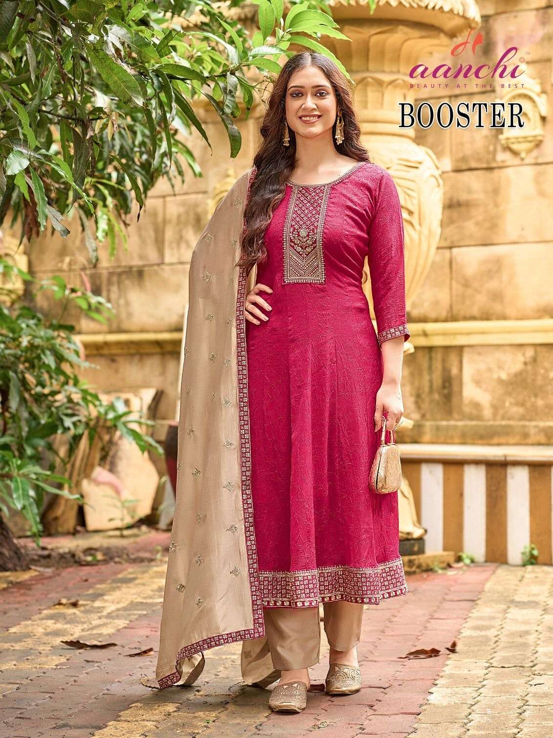 BOOSTER BY AANCHI IN N.V. SILK WITH FANCY CONTRAST DUPATTA WORK