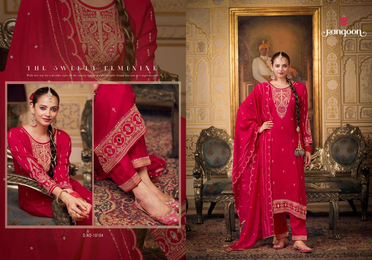 CHANDANI BY RANGOON IN SILK WITH FANCY HAND MIRROR WORK & FULL COTTON MAL INNER 