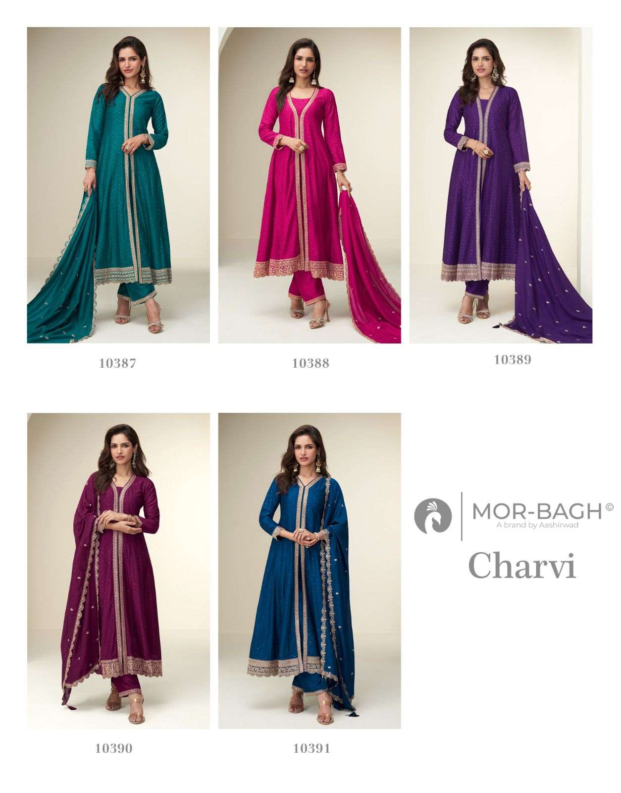 CHARVI BY AASHIRWAD CREATION IN PREMIUM SILK WITH FRONT AND BACK EMBROIDERY WORK 