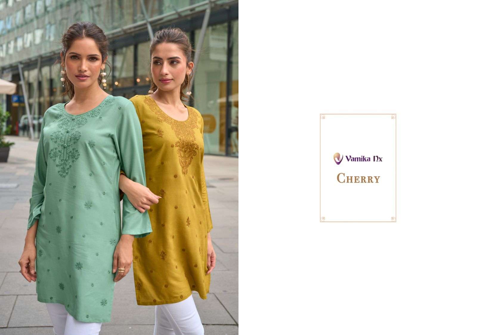 CHEERY BY VAMIKA IN HEAVY VISCOSE RAYON WITH HEAVY WORK SHOT TOP 