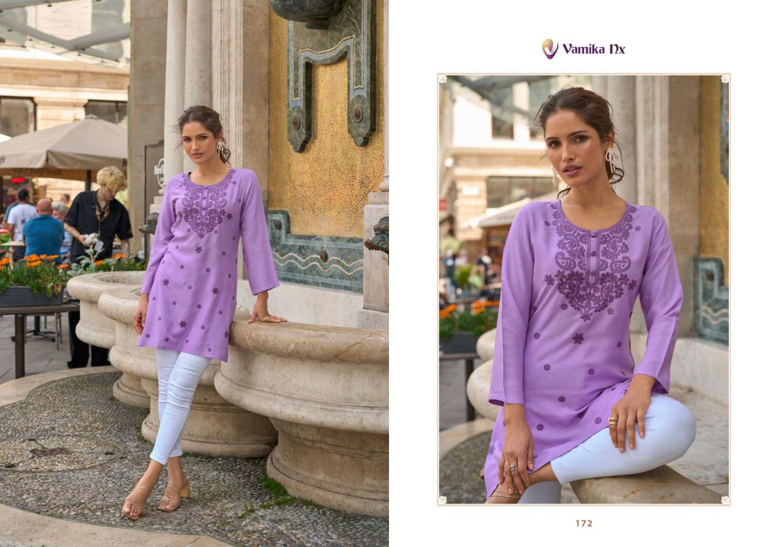 CHEERY BY VAMIKA IN HEAVY VISCOSE RAYON WITH HEAVY WORK SHOT TOP 