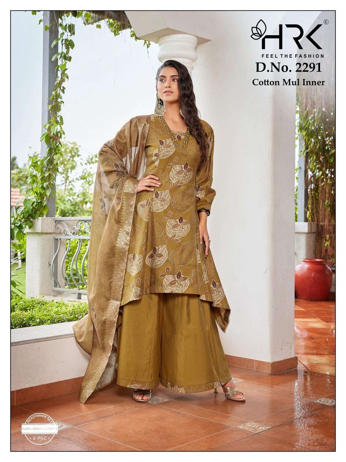 D.NO :- 2291 BY HRK IN PV STRIP PRINT WITH EXCLUSIVE EMBROIDERY WORK 