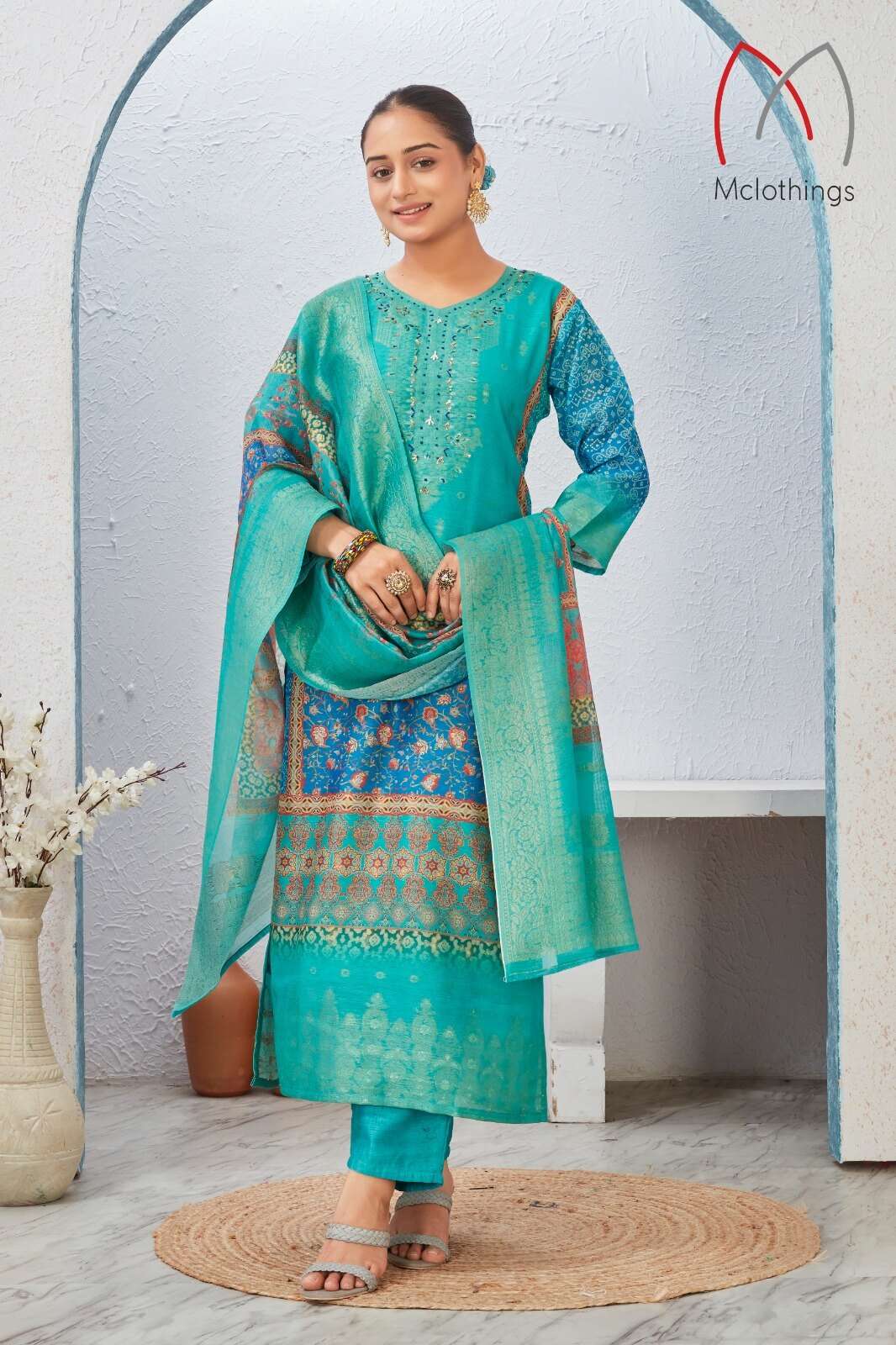 D.NO :- 2804 VOL-3 BY MCLOTHING IN CHANDERI JACQUARD WITH DIGITAL PRINT WITH HAND WORK 