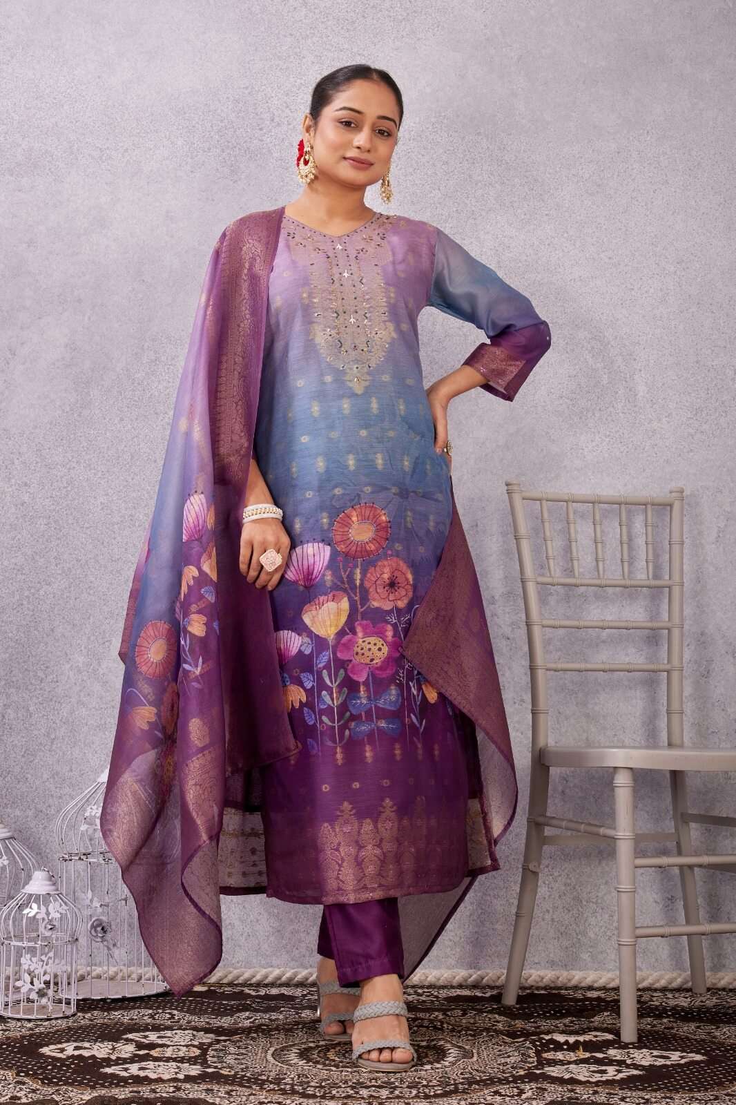 D.NO :- 2804 VOL-3 BY MCLOTHING IN CHANDERI JACQUARD WITH DIGITAL PRINT WITH HAND WORK 