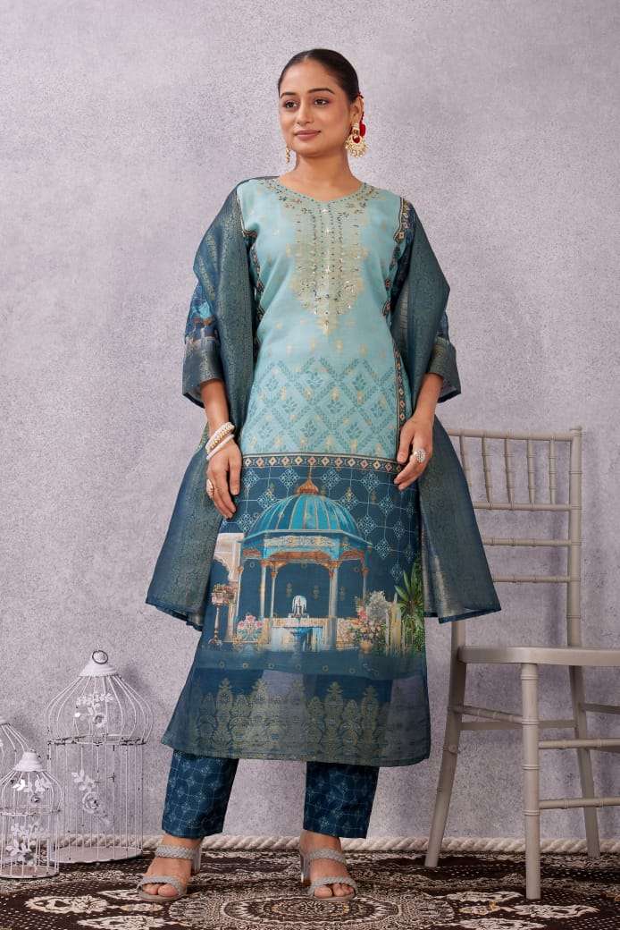 D.NO :- 2804 VOL-3 BY MCLOTHING IN CHANDERI JACQUARD WITH DIGITAL PRINT WITH HAND WORK 