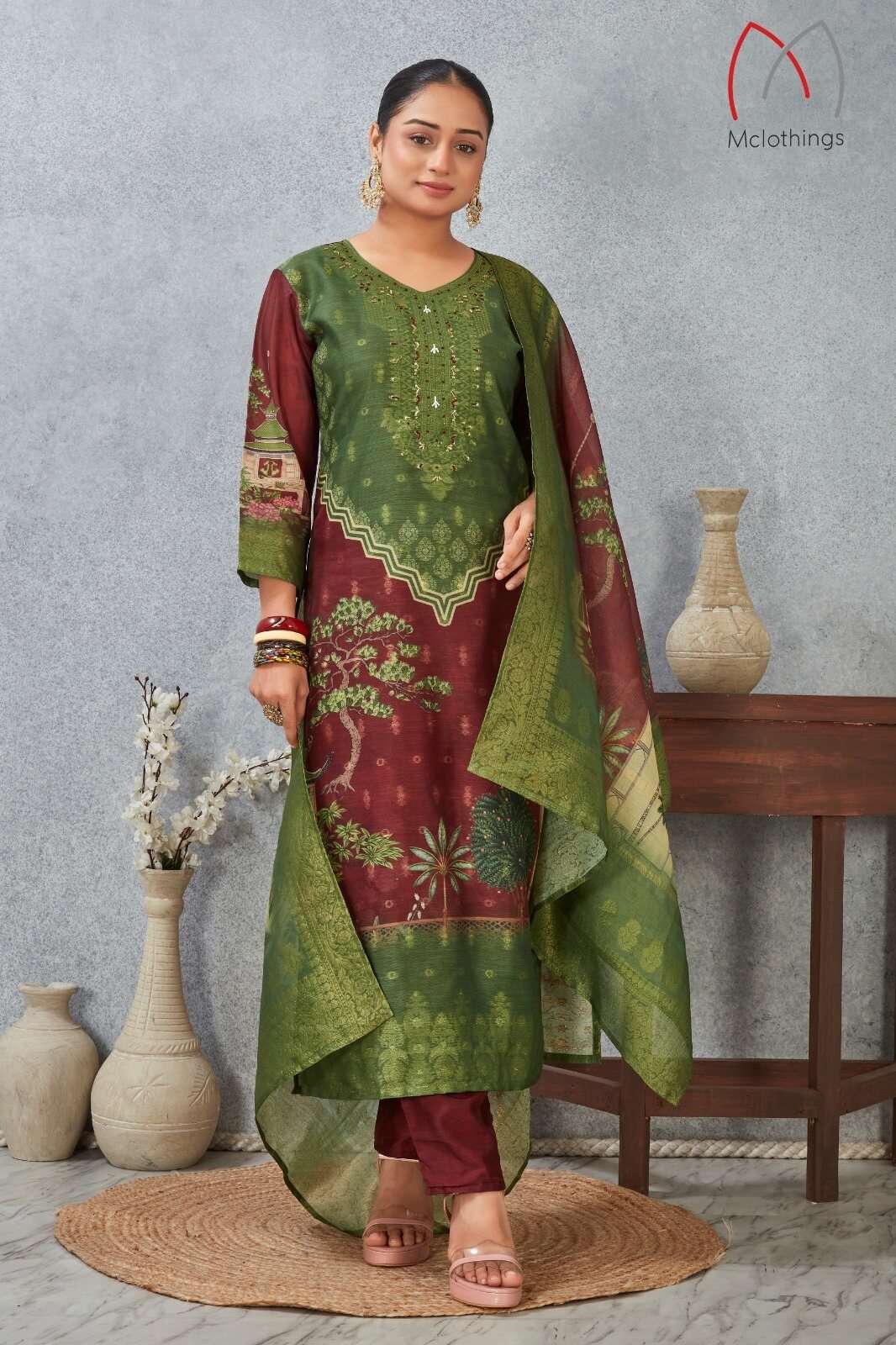D.NO :- 2804 VOL-3 BY MCLOTHING IN CHANDERI JACQUARD WITH DIGITAL PRINT WITH HAND WORK 