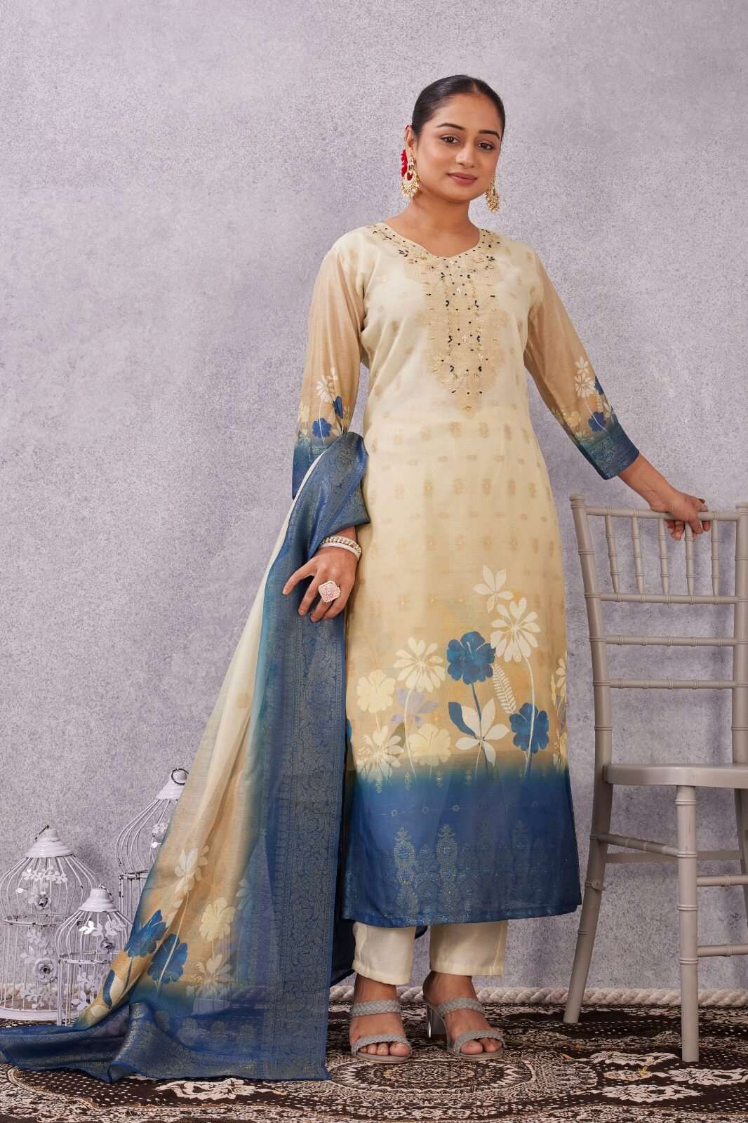 D.NO :- 2804 VOL-3 BY MCLOTHING IN CHANDERI JACQUARD WITH DIGITAL PRINT WITH HAND WORK 