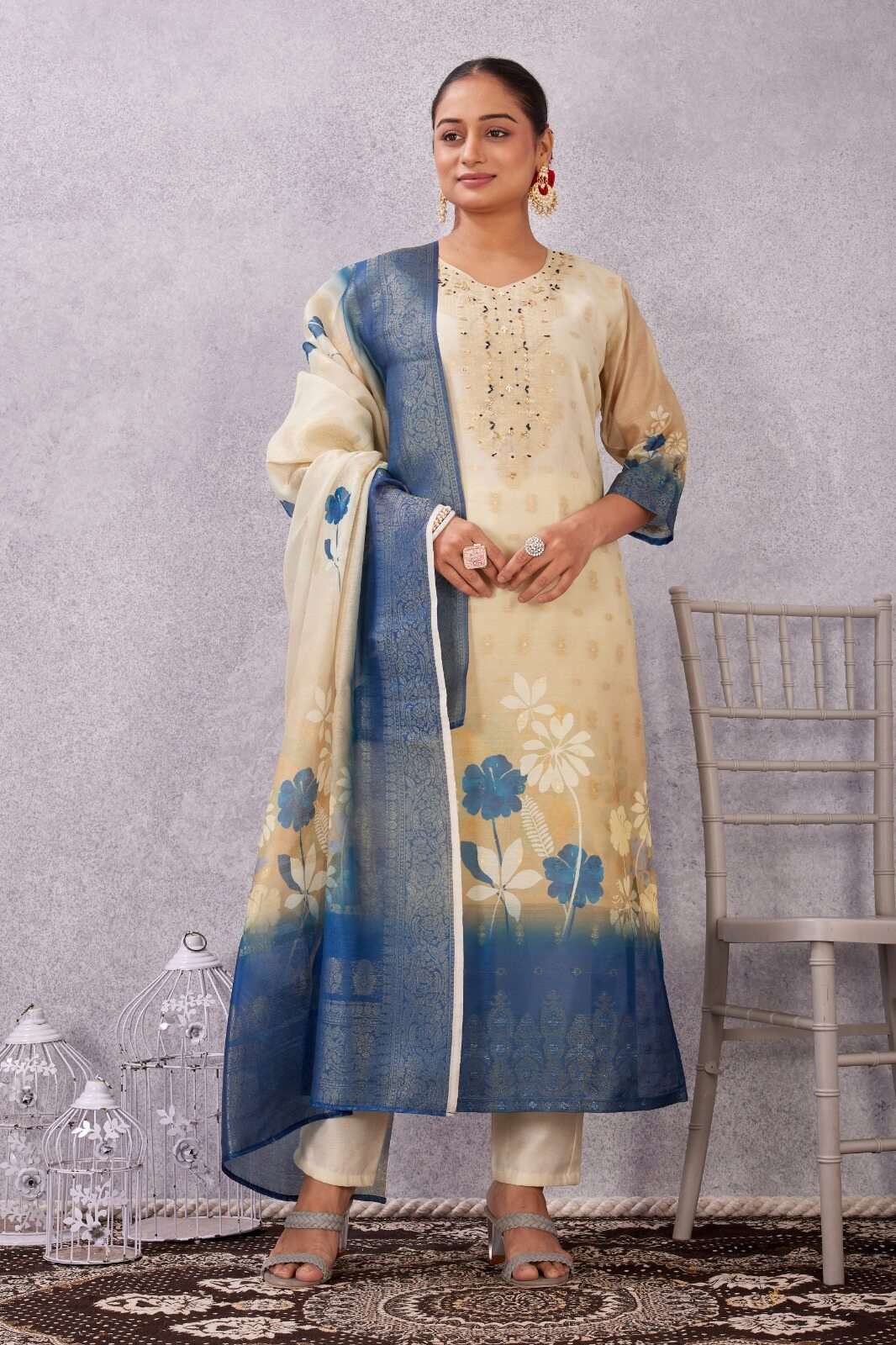 D.NO :- 2804 VOL-3 BY MCLOTHING IN CHANDERI JACQUARD WITH DIGITAL PRINT WITH HAND WORK 