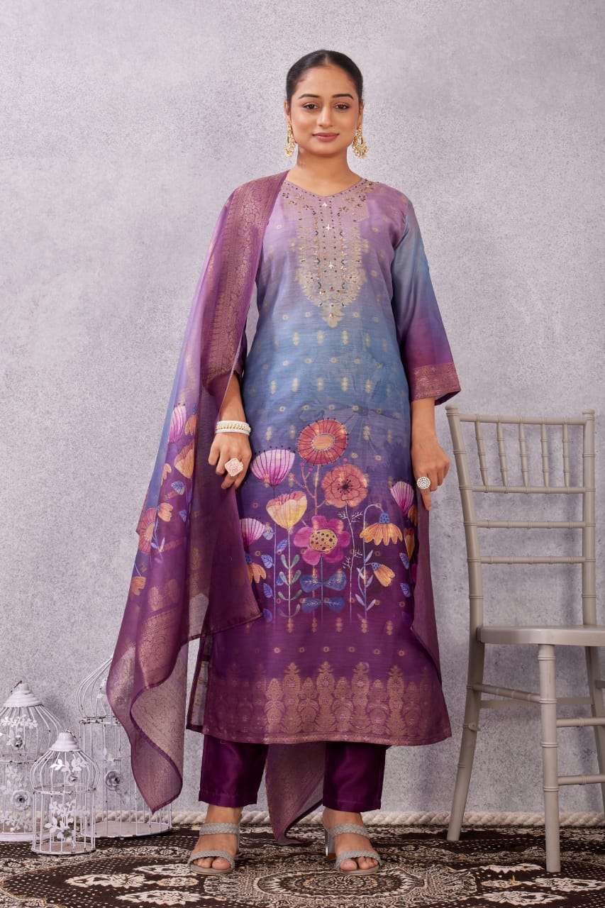 D.NO :- 2804 VOL-3 BY MCLOTHING IN CHANDERI JACQUARD WITH DIGITAL PRINT WITH HAND WORK 