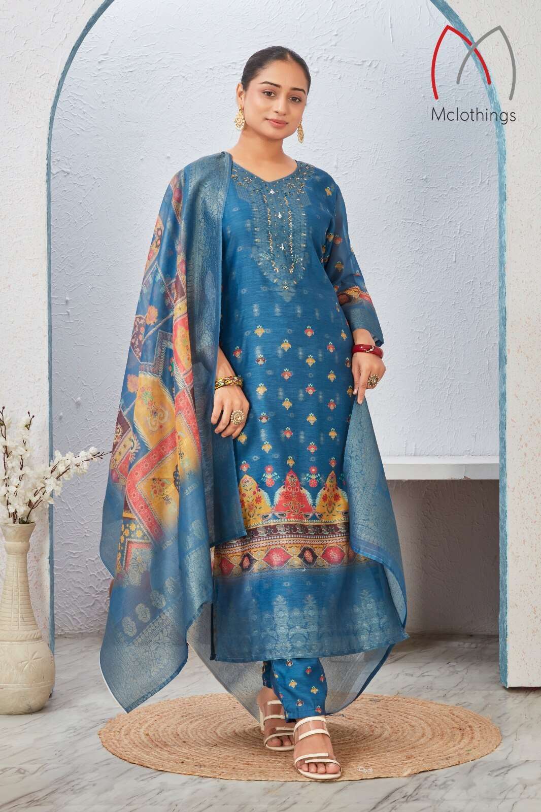 D.NO :- 2804 VOL-3 BY MCLOTHING IN CHANDERI JACQUARD WITH DIGITAL PRINT WITH HAND WORK 