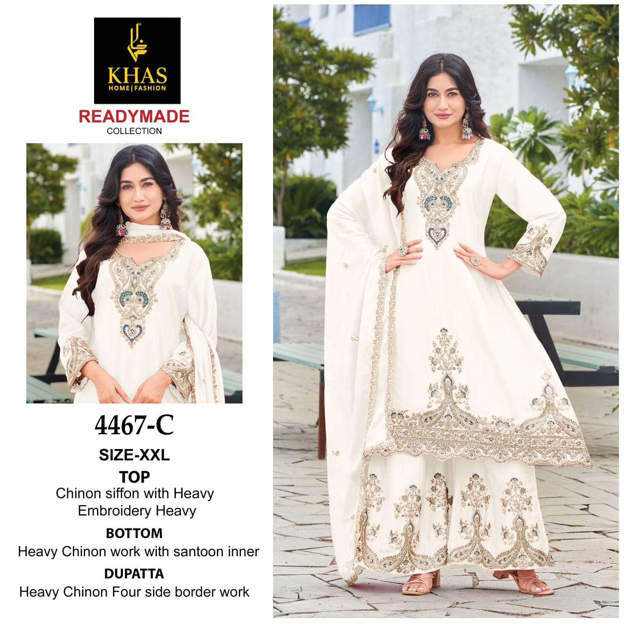 D.NO :- 4467 BY BY KHAS IN CHINON SILK BEEUTIFUL NEW RADY MADE COLLECTION 