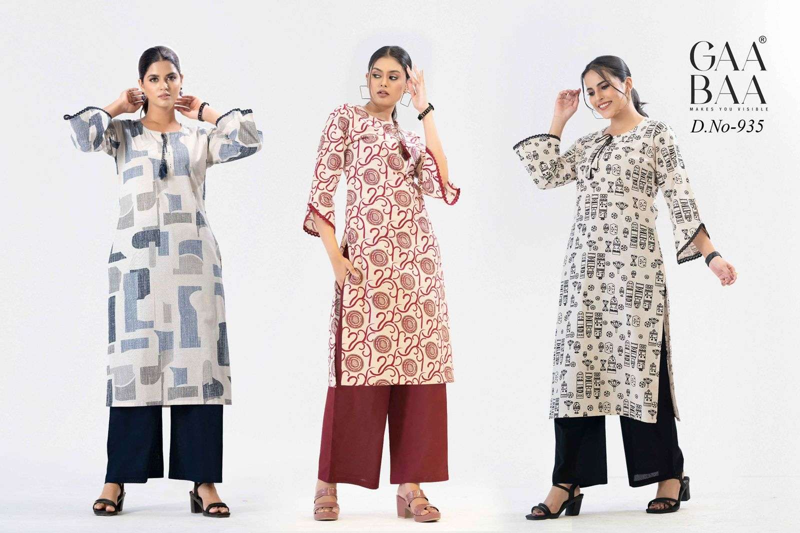 D.NO :- 935 BY GAABAA IN PURE SOFT COTTON FLEX WITH TUSSLE AND DORI ON NECK & BUTTON 