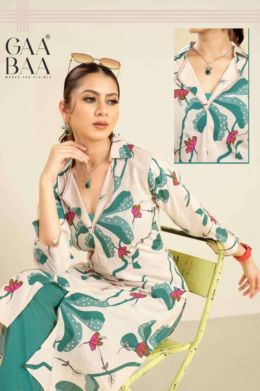 D.NO :- 947 BY GABAA IN PURE SOFT COTTON FLEX WITH THREAD WORK ON NECK LINE 