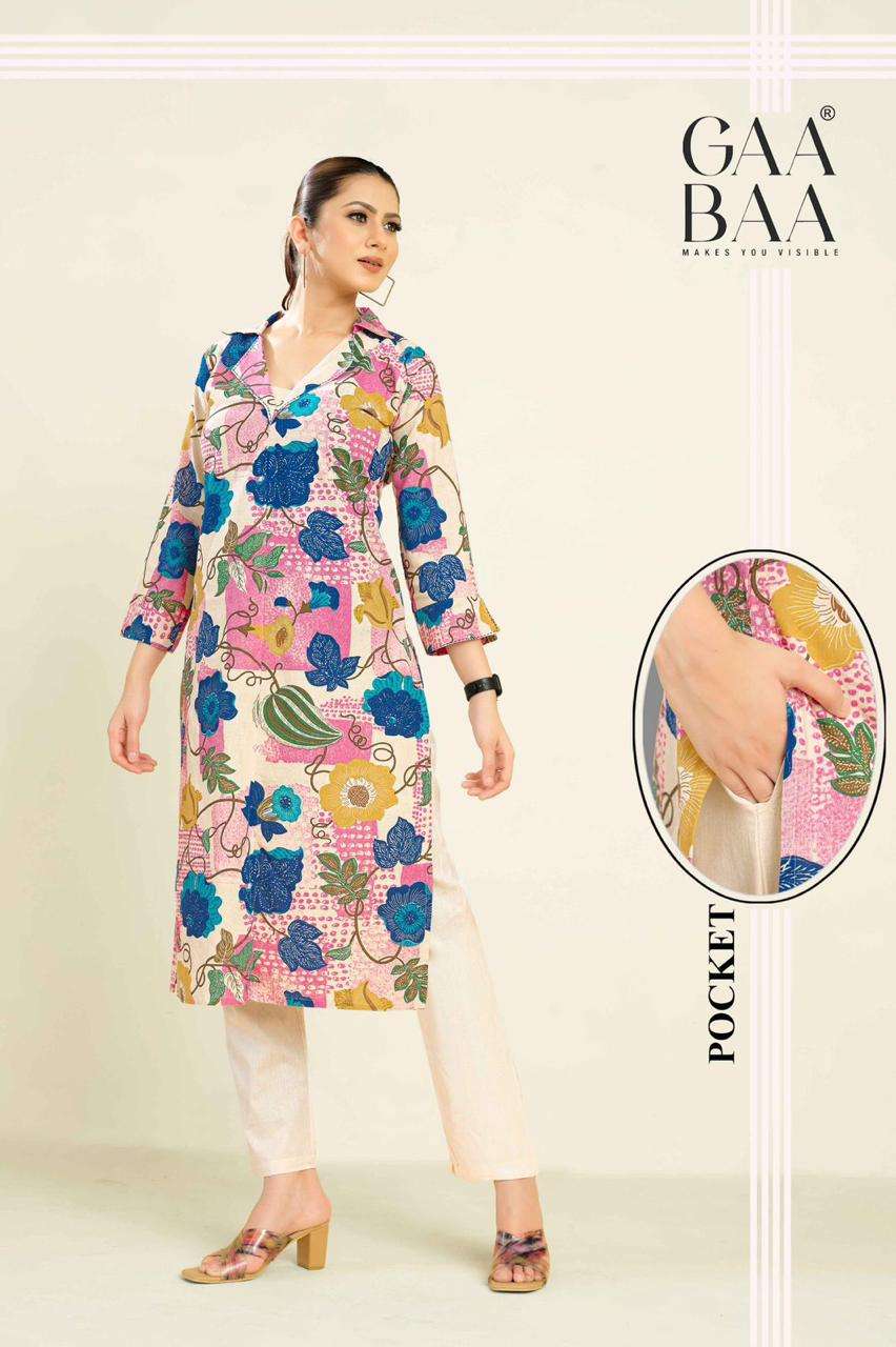 D.NO :- 947 BY GABAA IN PURE SOFT COTTON FLEX WITH THREAD WORK ON NECK LINE 