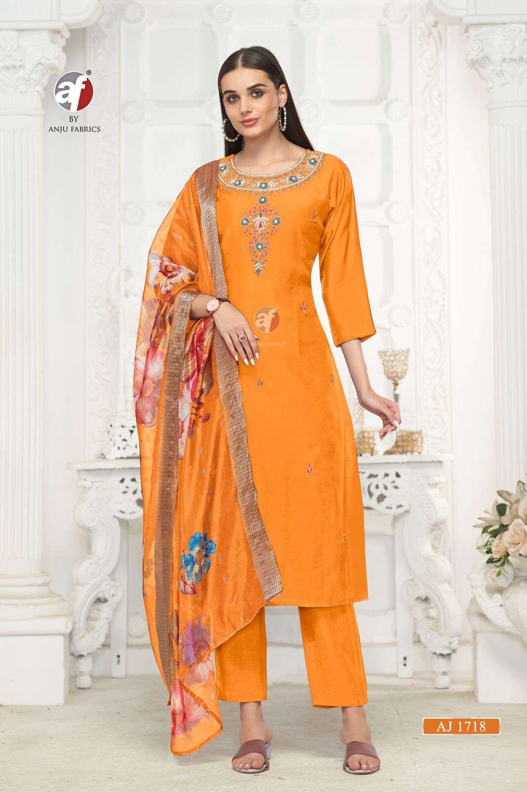 D.NO:- AJ 1718 BY ANJU FABRICS IN MODAL SILK WITH HAND WORK AND ORGANZA WITH JACQUARD  DUPATTA 