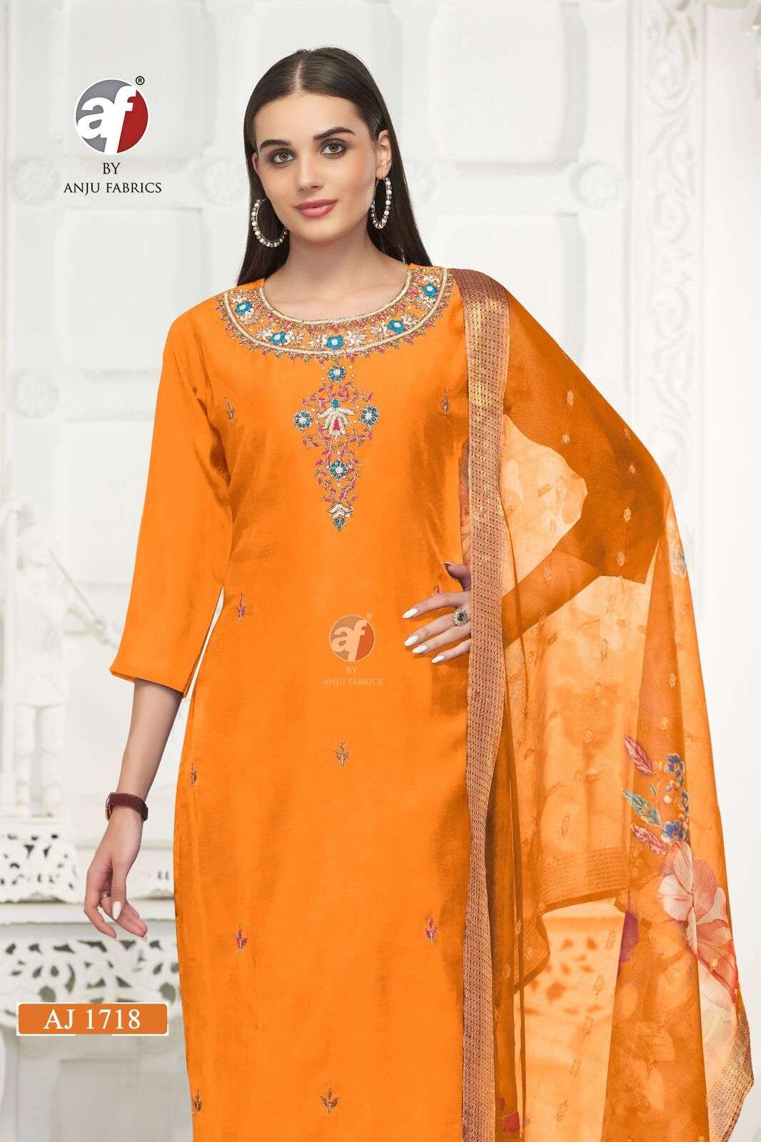 D.NO:- AJ 1718 BY ANJU FABRICS IN MODAL SILK WITH HAND WORK AND ORGANZA WITH JACQUARD  DUPATTA 