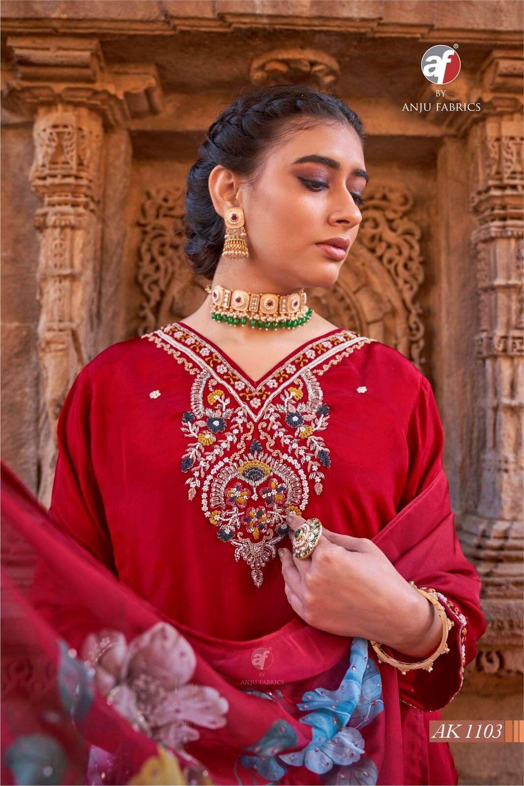 D.NO:- AK 1103 BY ANJU FABRICS IN PURE NATURAL CREPE SHORT KURTI WITH TULIP PANT & DUPATTA