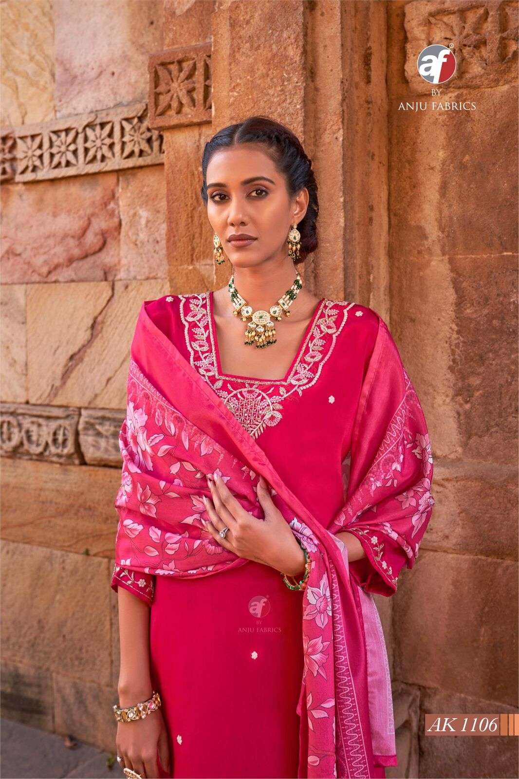 D.NO:- AK 1106 BY ANJU FABRICS IN PURE NATURAL CREPE SHORT KURTI WITH TULIP PANT & DUPATTA