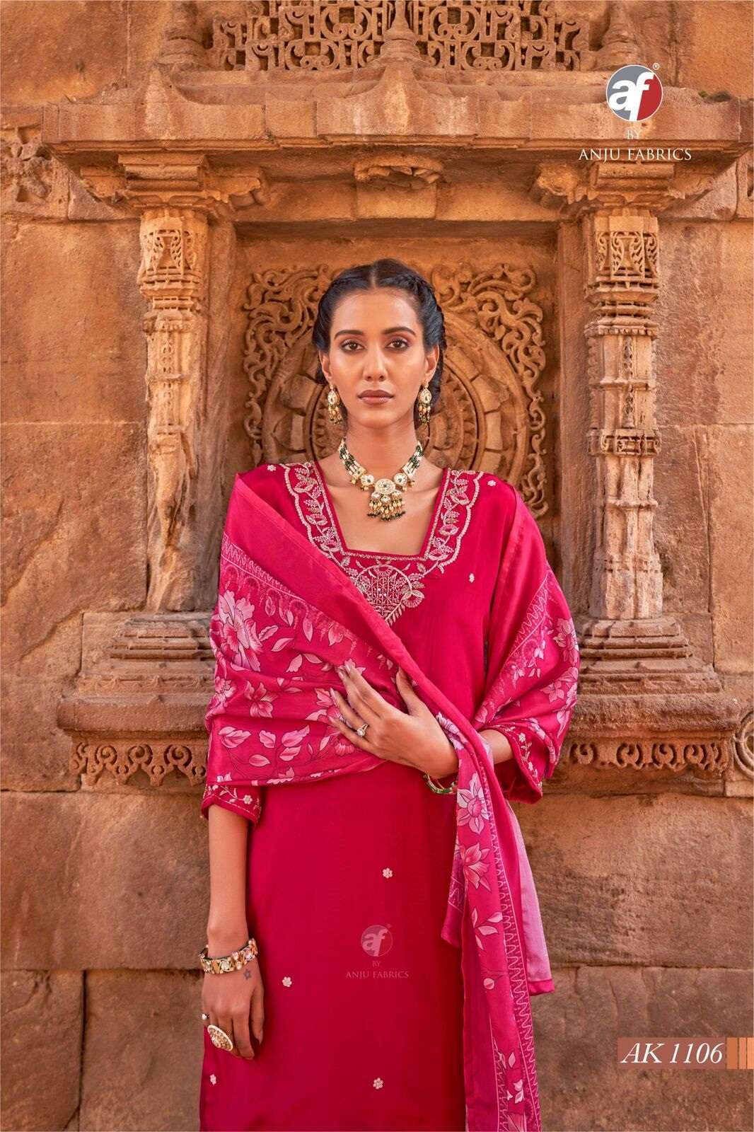 D.NO:- AK 1106 BY ANJU FABRICS IN PURE NATURAL CREPE SHORT KURTI WITH TULIP PANT & DUPATTA